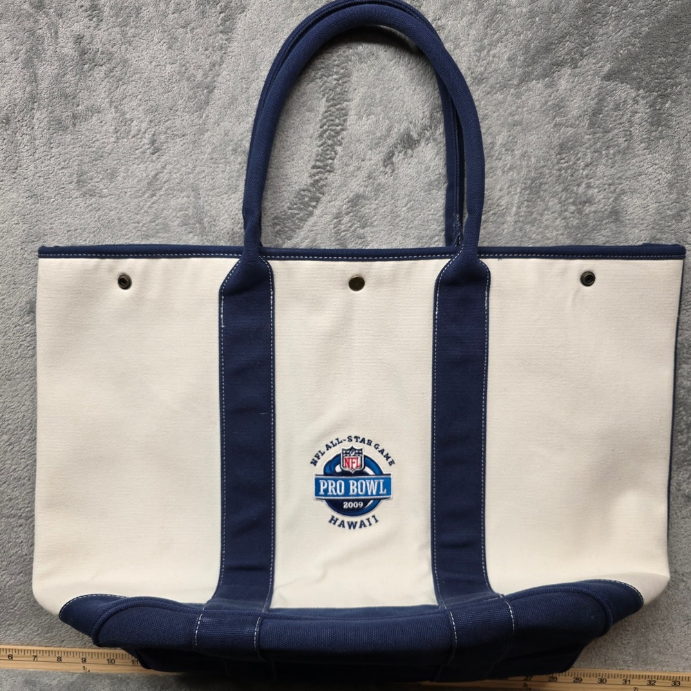 NFL 2009 Pro Bowl Hawaii All Star‎ Game Canvas Tote Bag Navy Cream Embroidered